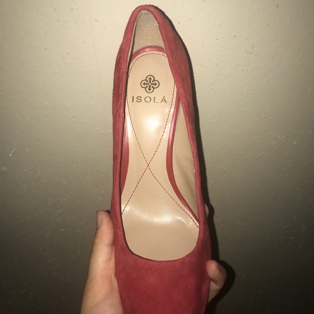 Red suede heels